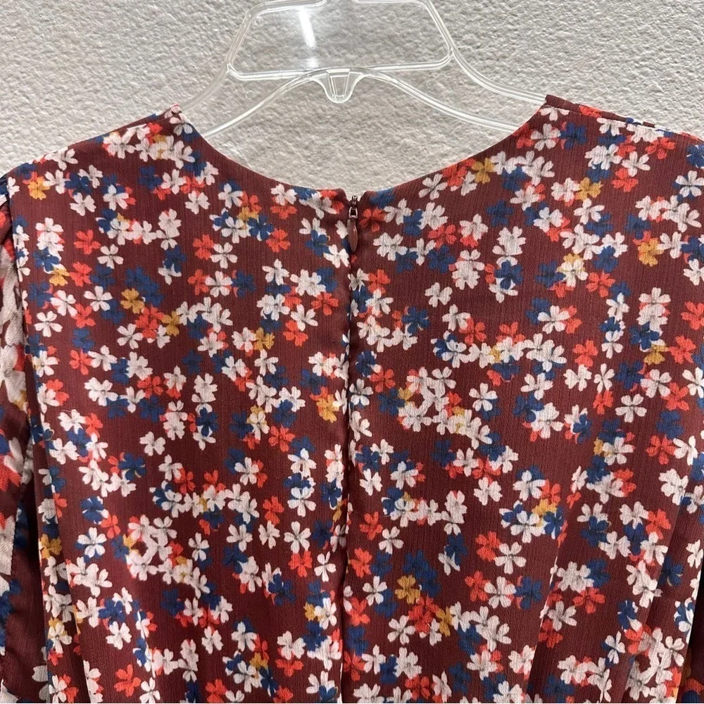 Jason Wu Collective Dress Floral Print Long Sleeve Tie Waist Mini Red Size 2